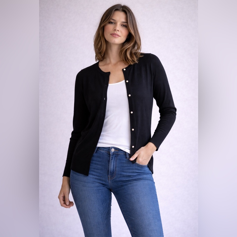 3/$30 - ZARA Black Cardigan Sweater with Ribbed Knit Finish